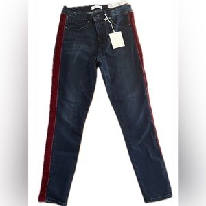 Loft Ann Taylor Velvet Stripe Skinny Jeans